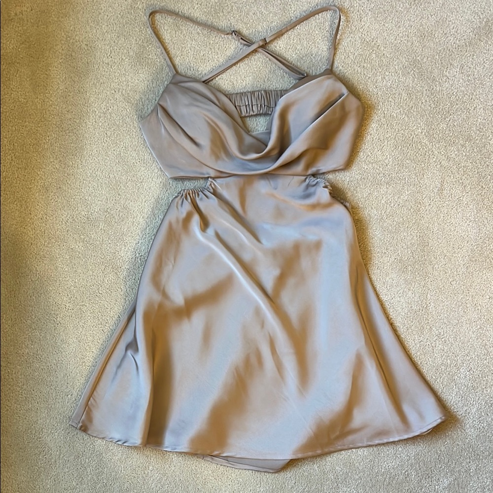 Champagne Cut Out Mini Dress